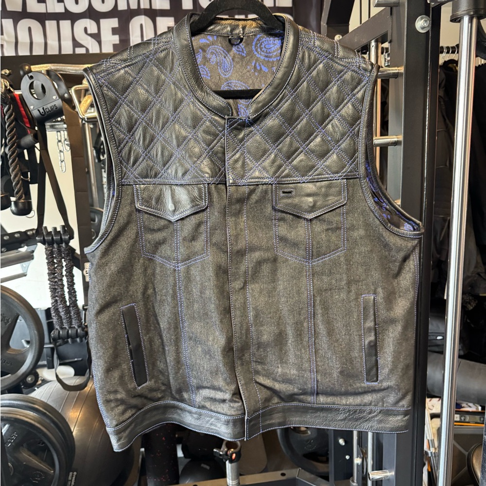 Unik Black Quilted Leather Vest